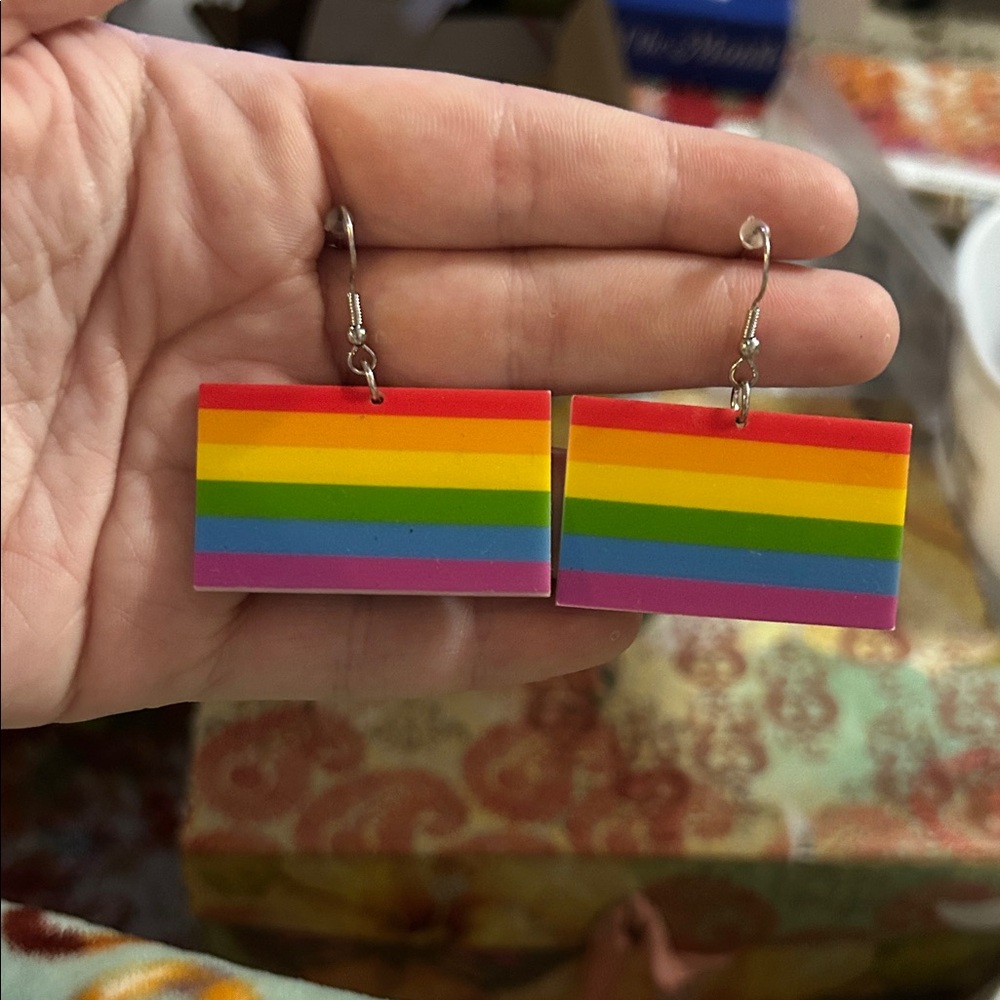 Rainbow flag earrings